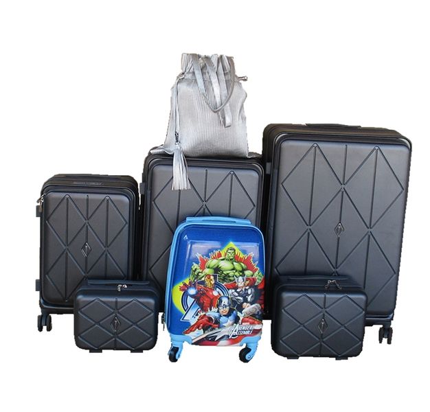5-Piece PP Luggage Set with Avengers Kids Case &amp; Ladies' Bag