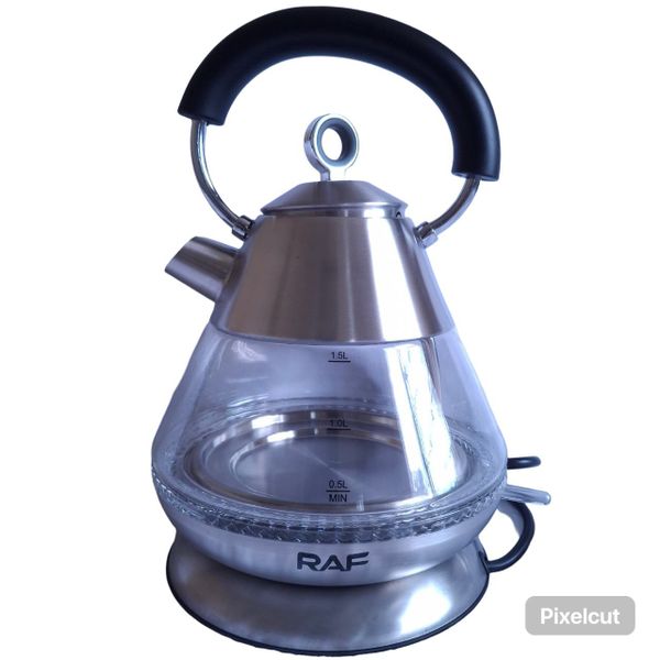 RAF Transparent, Silver Borosilicate Glass 1.5 L Kettle