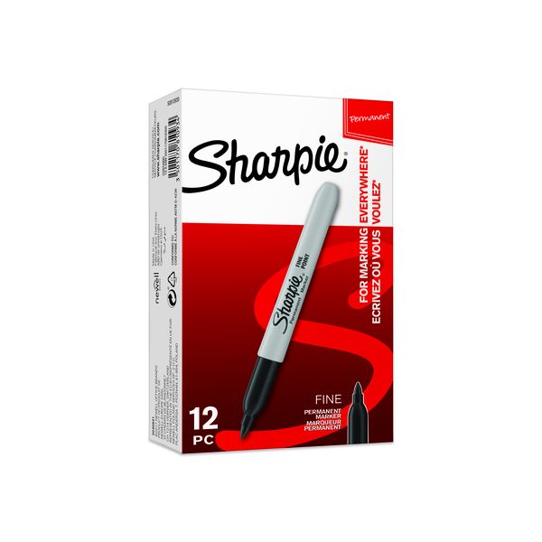 Sharpie Fine Permanent Marker - Black (Box of 12)