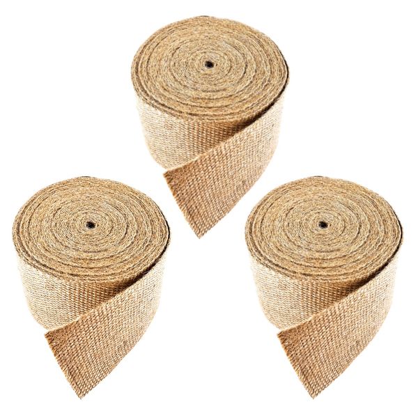 Craft 3pcs Natural Burlap Wired Jute Fabric Ribbon (2m x 5cm) Special
