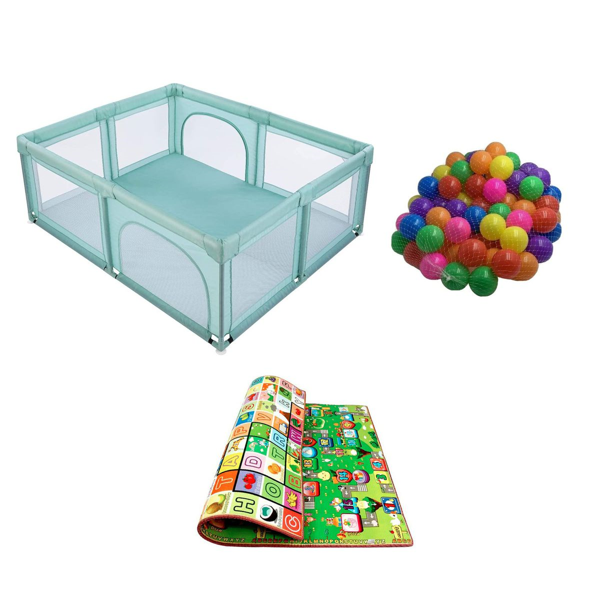 Baby Activity Playpen, Playmat & 200 Pieces Play Balls Set Shop Today