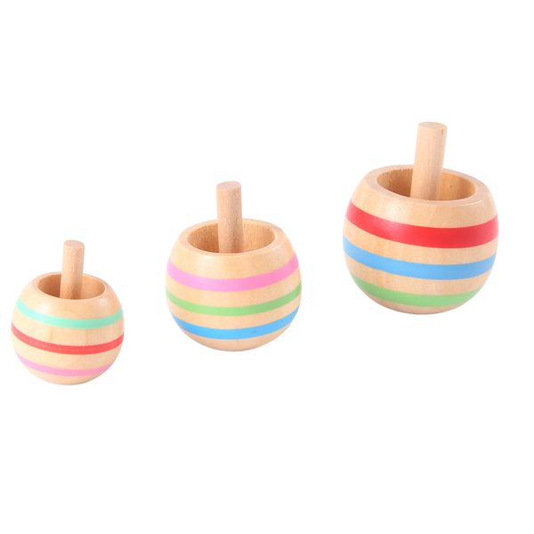 3Pcs Wooden Colorful Spinning Top Kids Toy 3 Sizes For Children Above 3