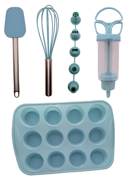 Xclusiv Silicone Baking Set With 12pcs Cupcake Pan - Set of 9