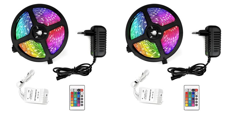 LED Light Strip x 2 (5m) RGB LED With Remote