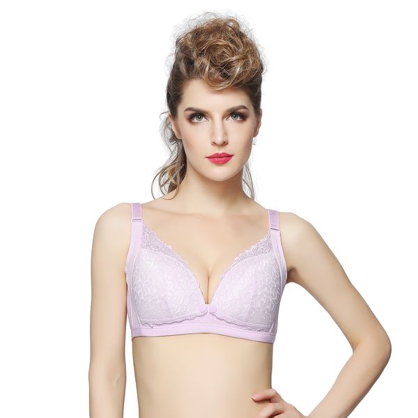 Unicoo Comfort Lace Middle Open Nursing Bra - Purple - B Cup