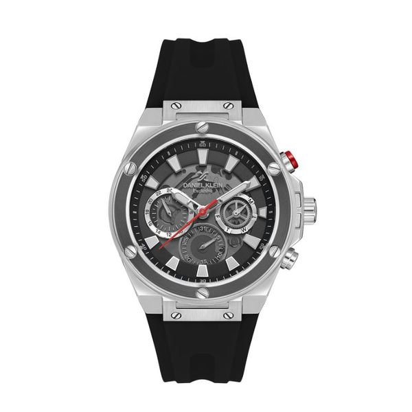 Daniel Klein-Mens Black Rubber Strap Watch-DK113889-1