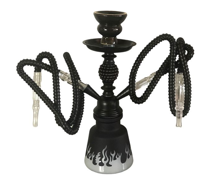 Hubbly bubbly Hookah Shisha Traditional Huka Fire Style 2 Pipes - Black