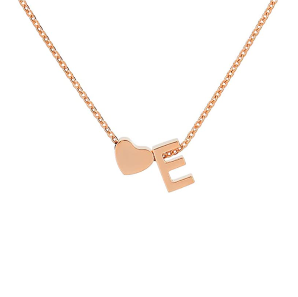Stainless Dainty Silver Personal Initial and Mini Heart Necklace - Letter V