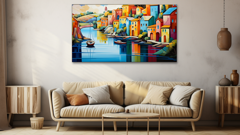 Canvas Wall Art - Abstract Waterside Haven - HD0024