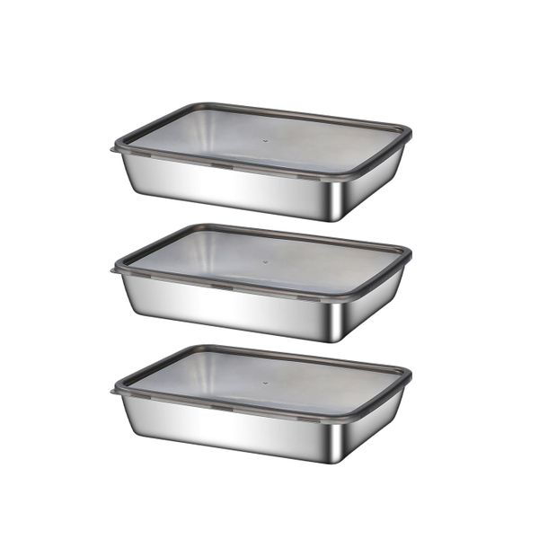 3PCS food grade stainless steel food with lid preservation box