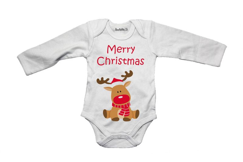 Merry Christmas - Reindeer! - Long Sleeve - Baby Grow