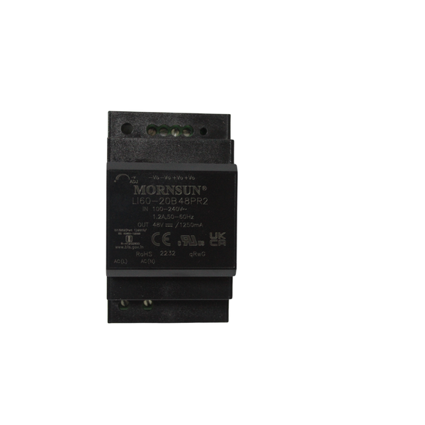 LI60-20B48PR2: 60W 48V/1.25A DIN Rail AC/DC Power Supply, 4KV Isolation