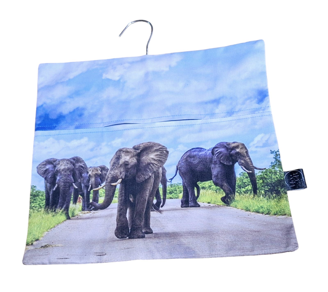 Laundry Peg Bag - Herd of Elephants in the Road
