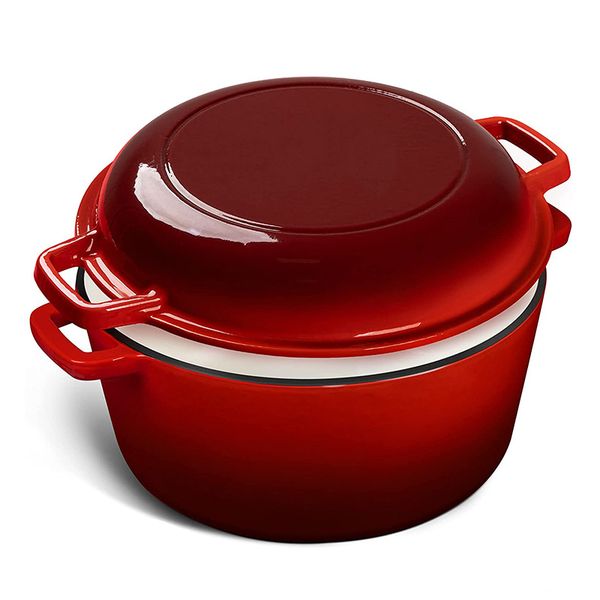 La Cocina 26cm Cast Iron 2-in-1 Casserole with Frypan Lid - 4.7Liter
