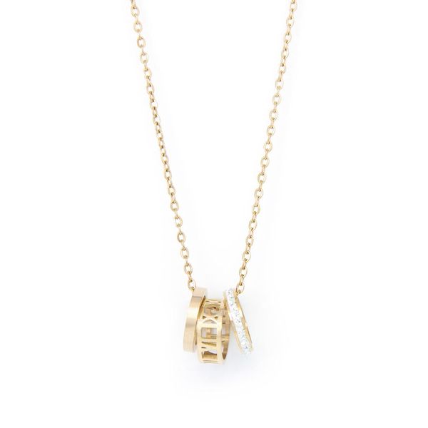 Cazabella Stainless Steel Rose Gold 3pc Cylindrical Pendant