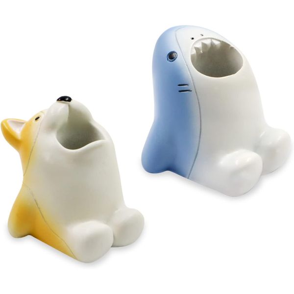 2 Pieces Mini Toothbrush Holder Stand, Fun Cartoon Animal Toothbrush Holder