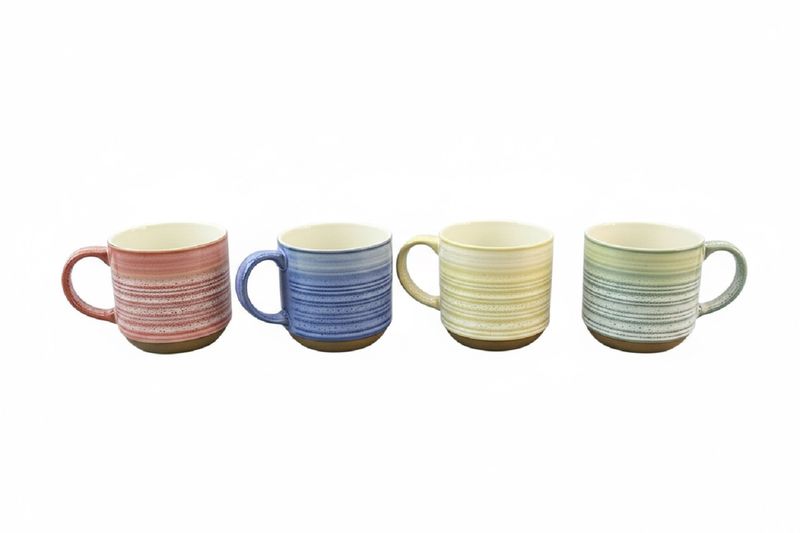 Tornado Mixed Colour Painted Mugs - 4 Piece Set (400 ml).