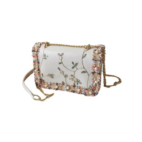 Boss Women's Luxury Pearl Flower Embroidered Chain Sling / Crossbody bag Image