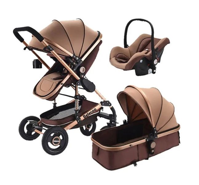 Baby stroller 3 in 1 newborn baby carriage - Khaki