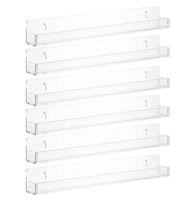 Wall Mounted Clear Acrylic Display Shelf - 6 pieces