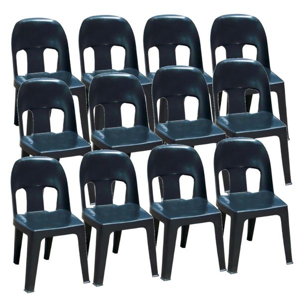 Contour Outdoor Black Durable Plastic Party Chair Set of 12