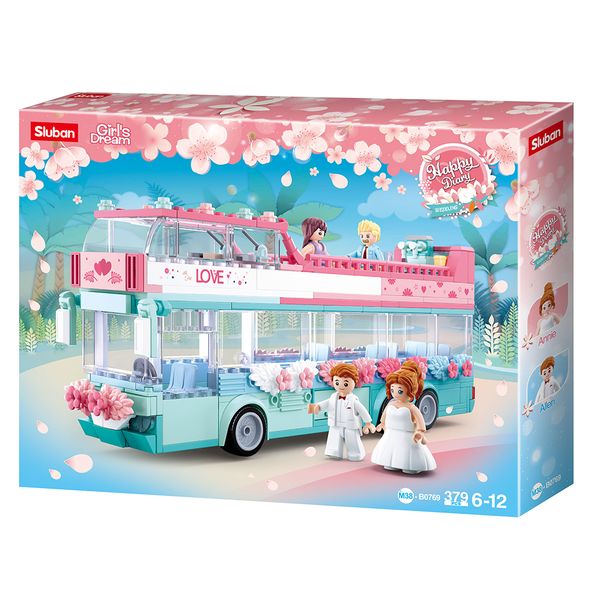 Sluban Building Set: Girl's Dream Double Decker Wedding Vehicle - 379 Pieces