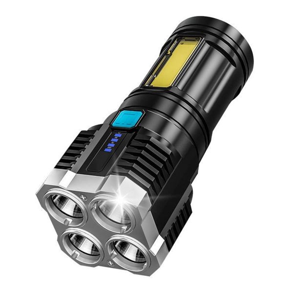 4 Led Rechargeable High Lumens Torch Long Range Powerful Flashlights