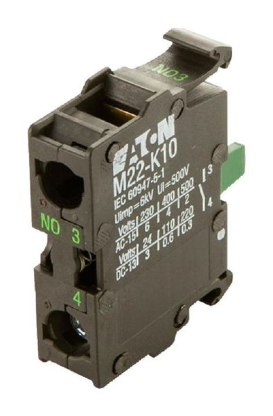 Eaton (M22-K10) Contact Block, 1NO, 6 A, 500 V, 1 Pole, M22 Series