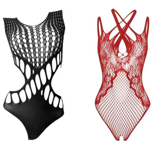 2-piece New European Style Street Fishnet Bodycon Bodysuit