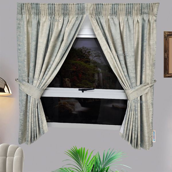Matoc Designs Café Curtain - Abstract Striped Grey - Taped- Pack of 2