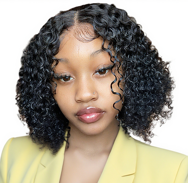 SUNRAY 12 Inch Short Curly Wig -100% Brazilian Human Hair Glueless Wig