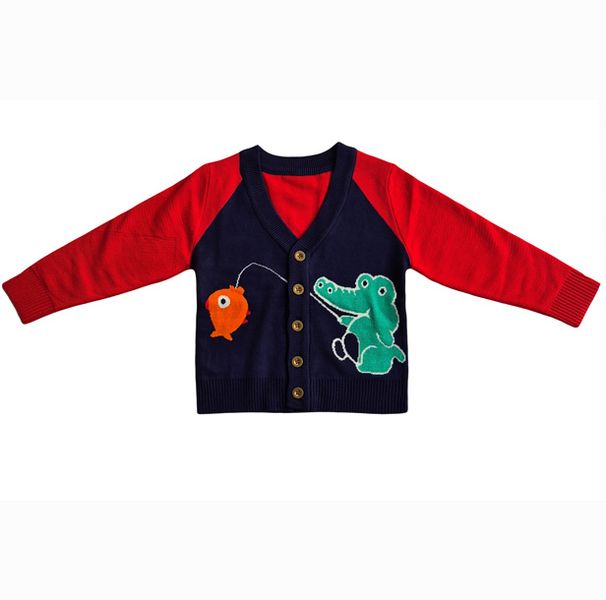 Croc Cardigan In Navy Blue