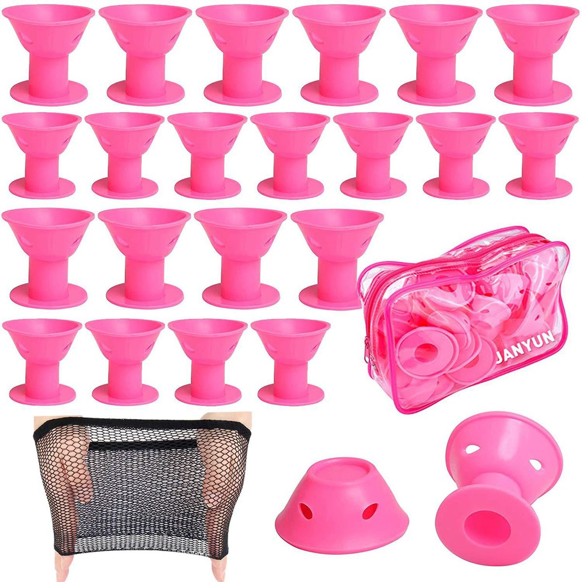 50 pieces Silicone Hair Rollers No Heat DIY Tools 2 Sizes Makes curls