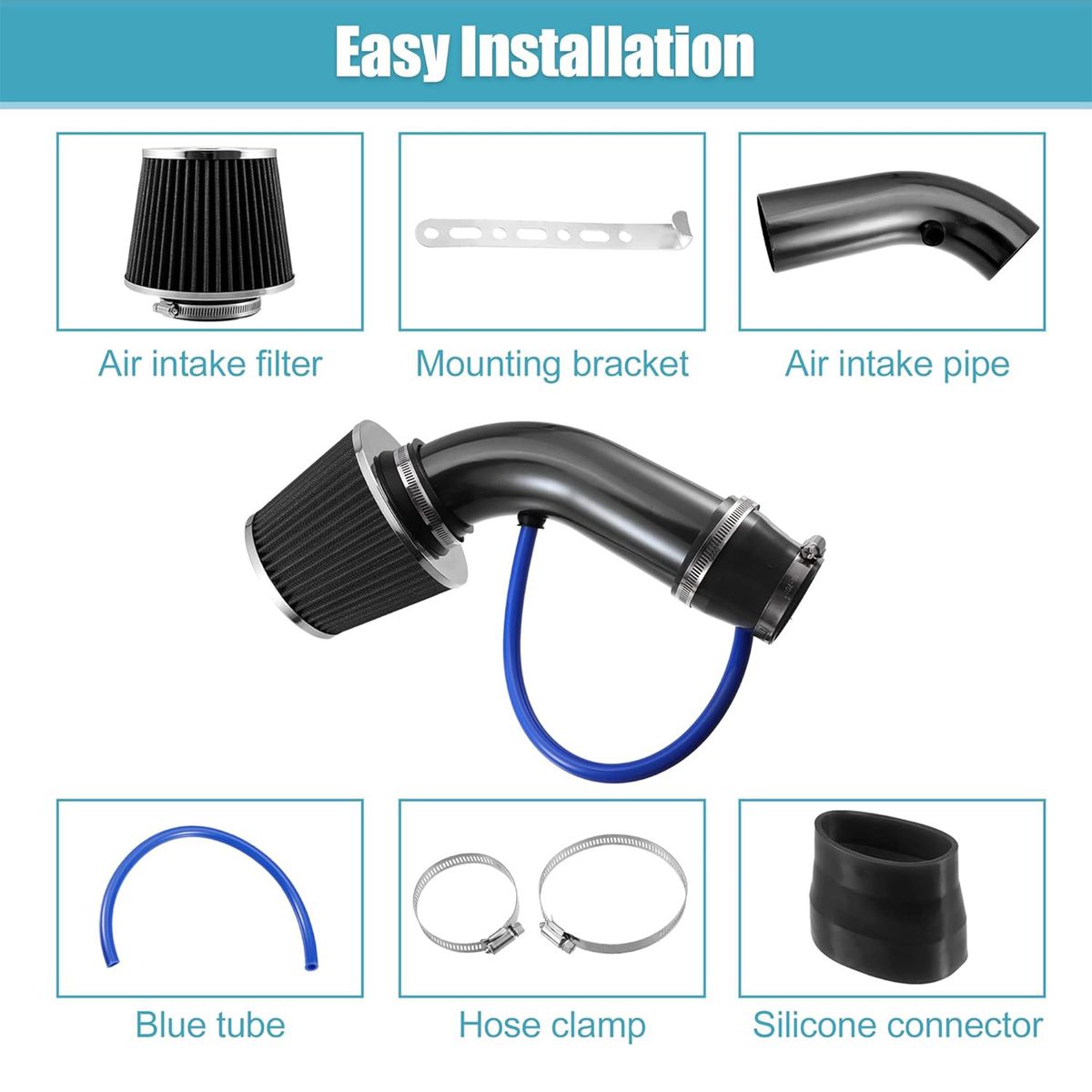 Car Cold Air Intake Filter Alumimum Induction Pipe Hose System Accessories Red E - Foto 11