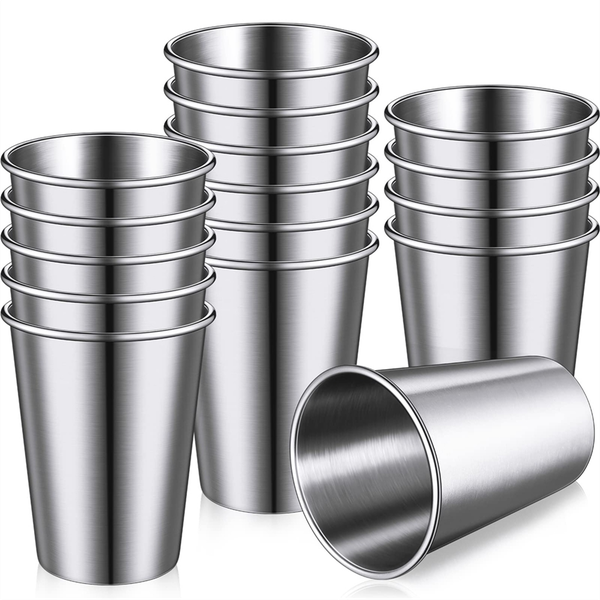 16Pack Durable Stainless Steel Tumbler Cups - Lightweight Unbreakable