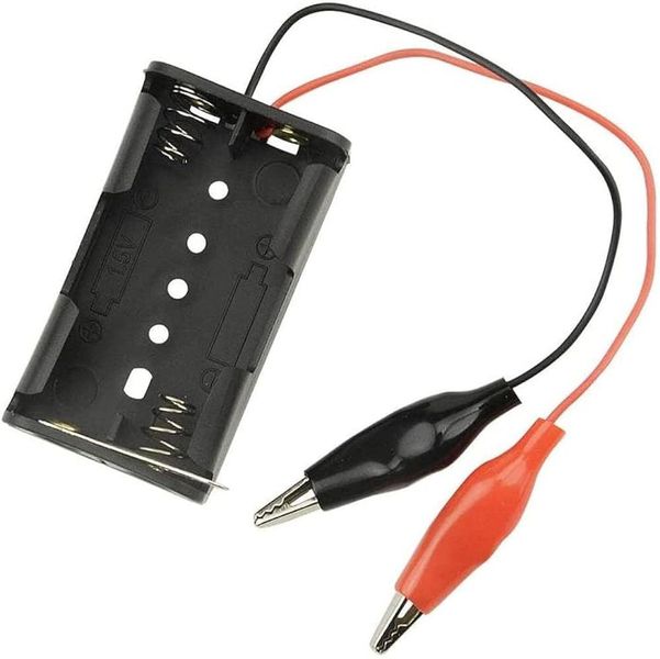 2 x AA Battery Holder Box with Alligator Clips, Without Cover