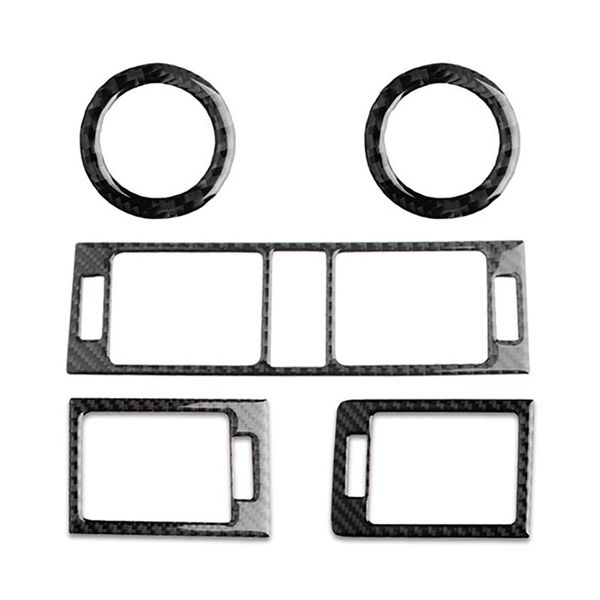 5Pcs Carbon Fiber Interior Center Console Dashboard Air Vent Outlet