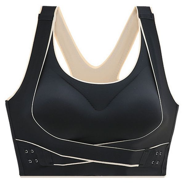 Woman's Sports Bra Wireless Padded Seamless Race Back Front-Button