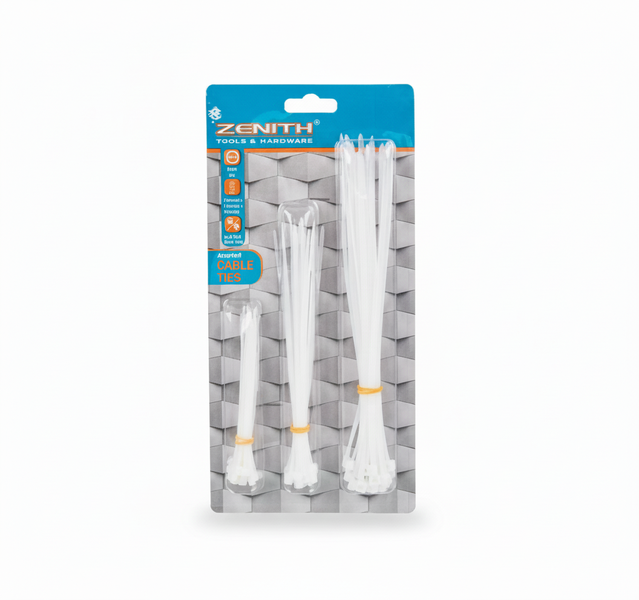 Zenith White Cable Ties 100/150/200mm 60 Piece