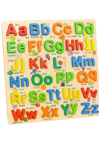 Wooden Alphabet Learning Puzzle Board - ABC Educational Toy