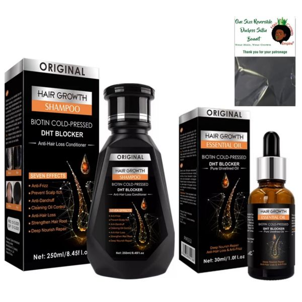 Biotin Cold Pressed Hair Growth Shampoo and Essential Oil Plus a Bonnet