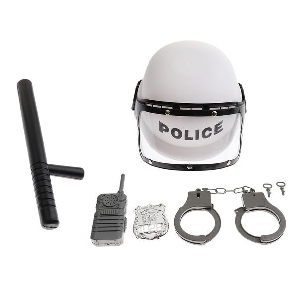 5-piece Police Man Role Playing Set (Hat, Handcuff, Bar, Walkie-Talkie, Badge