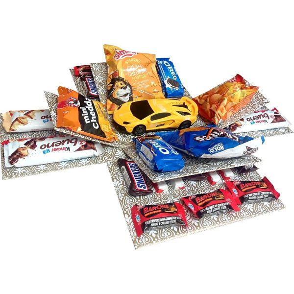 Vroom &amp; Munch | 2-layer Toy &amp; Snack Explosion Box | Gift Hamper