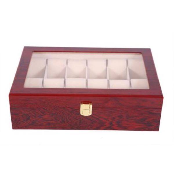 Wooden 12-Compartment Watch Display and Storage Organizer