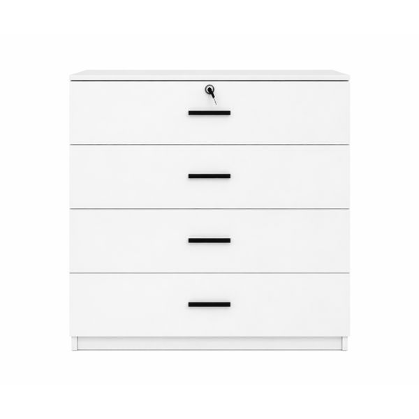 White Glossy Chest Of Drawers With 4 Drawers