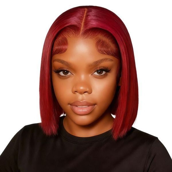 Beau Diva13x4 HD Lace Front Bob Wig 99j Burgundy Human Hair 8 inch