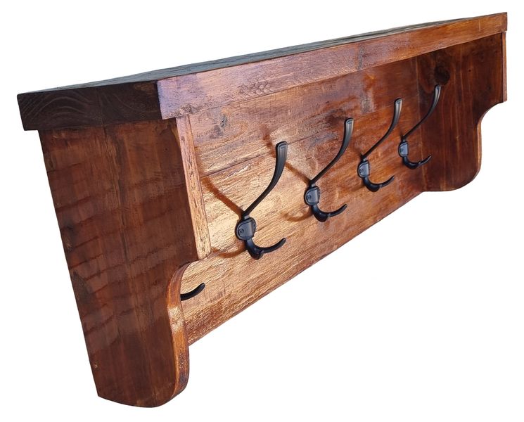 Rustic Wood Coat Hanger with shelf 1 meter