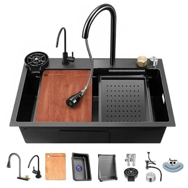 Steel Fully Configured Single Bowl Kitchen Sink 304 Stainless, Modern