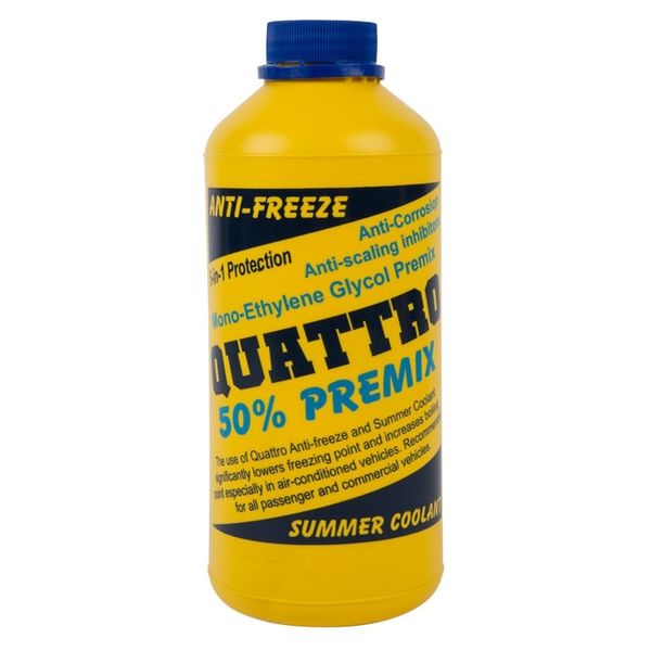 Quattro - Anti-Freeze Summer Coolant - Anti-Corrosion - 1L - Bulk Pack of 5