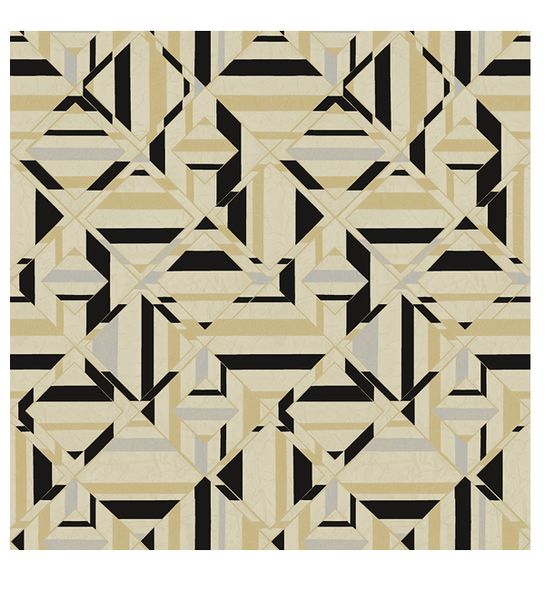 Cube Geometric Wallpaper - Black &amp; Beige